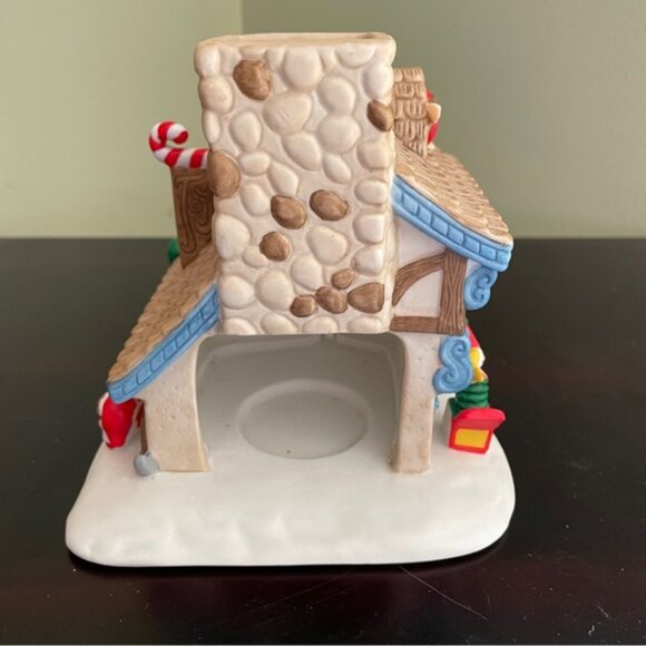 PartyLite Santa's Workshop Ceramic TeaLight Candle House Christmas Village Elves - Picture 6 of 11